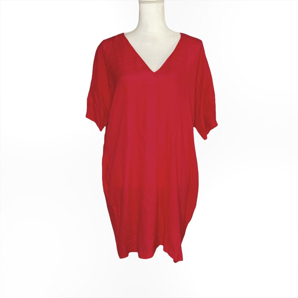 Lush Neon Pink Short Sleeve Dress with Pockets Size Small